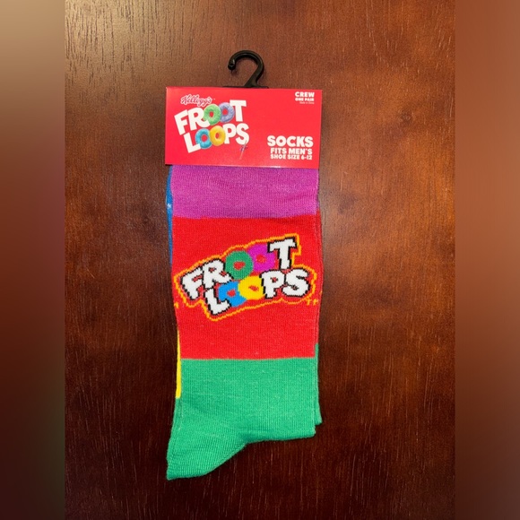 FROOT LOOPS NOVELTY CREW SOCKS NWT MEN’S SHOE SIZE 6-12 - Picture 1 of 2